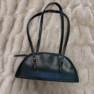 Mango Forest Green  Leather Handbag